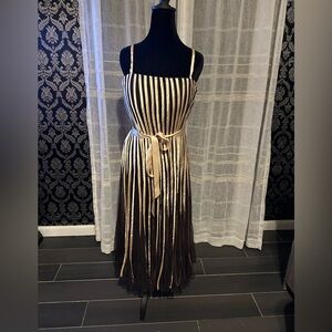 Sandra Darren Black and Gold Spaghetti Strap Sundress
